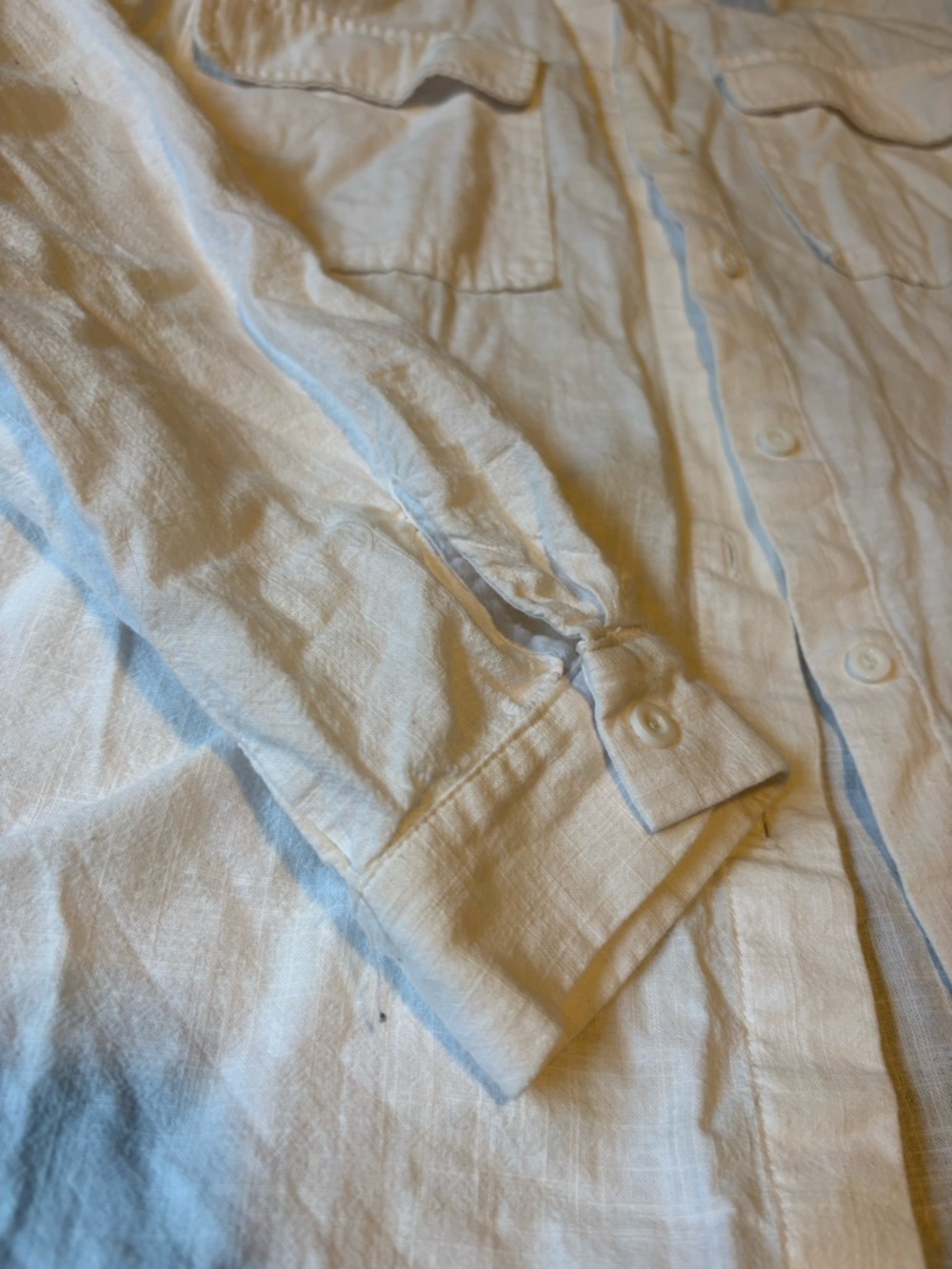 White Linen Button-Up Shirt - Picture 2 of 7
